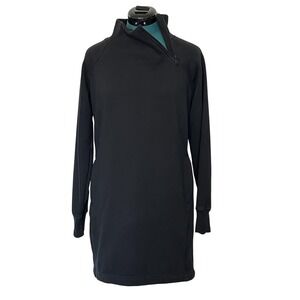 Athleta Dress Womens Small Black Funnel Neck Sweatshirt Fleece Long Pullover